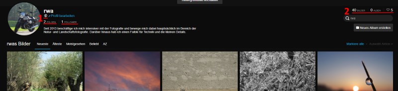 Screenshot der Profilseite